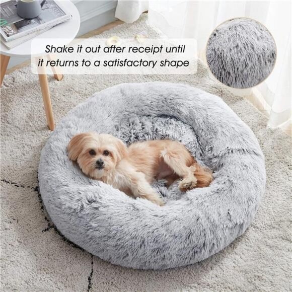 Calming Dog & Cat Bed, Anti-Anxiety Donut Cuddler Warming Cozy Soft Round Bed - Picture 3 of 6